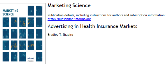 3) Advertising in Health Insurance Markets by Brad Shapiro ( @btshapir). Almost a null effect paper, but ultimately he has sufficient power to estimate even a small effect of advertising. I see this paper as part of a growing literature that finds much smaller ad effects ... 7/