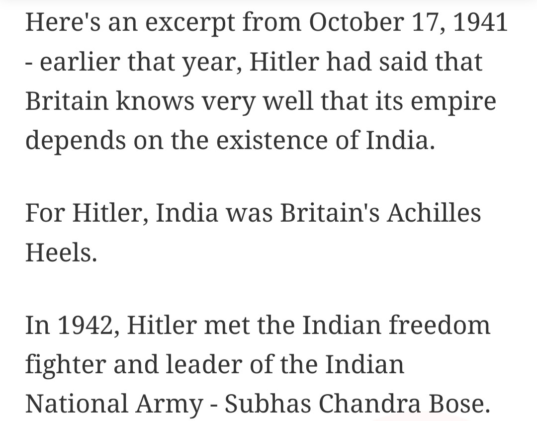 During World War II, Subhash Chandra Bose was under house arrest. He escaped and went to Moscow, from where he did not get help against British and hence, he then to Germany.He met and sought help from Adolf Hitler, who initially refused to provide military help. #FactFiles