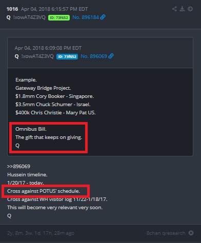 @VincentCrypt46 Q1016 
Omnibus Bill.
The gift that keeps on giving.🤣🤣🤣
Q

Cross against POTUS’ schedule.
This will become very relevant very soon.