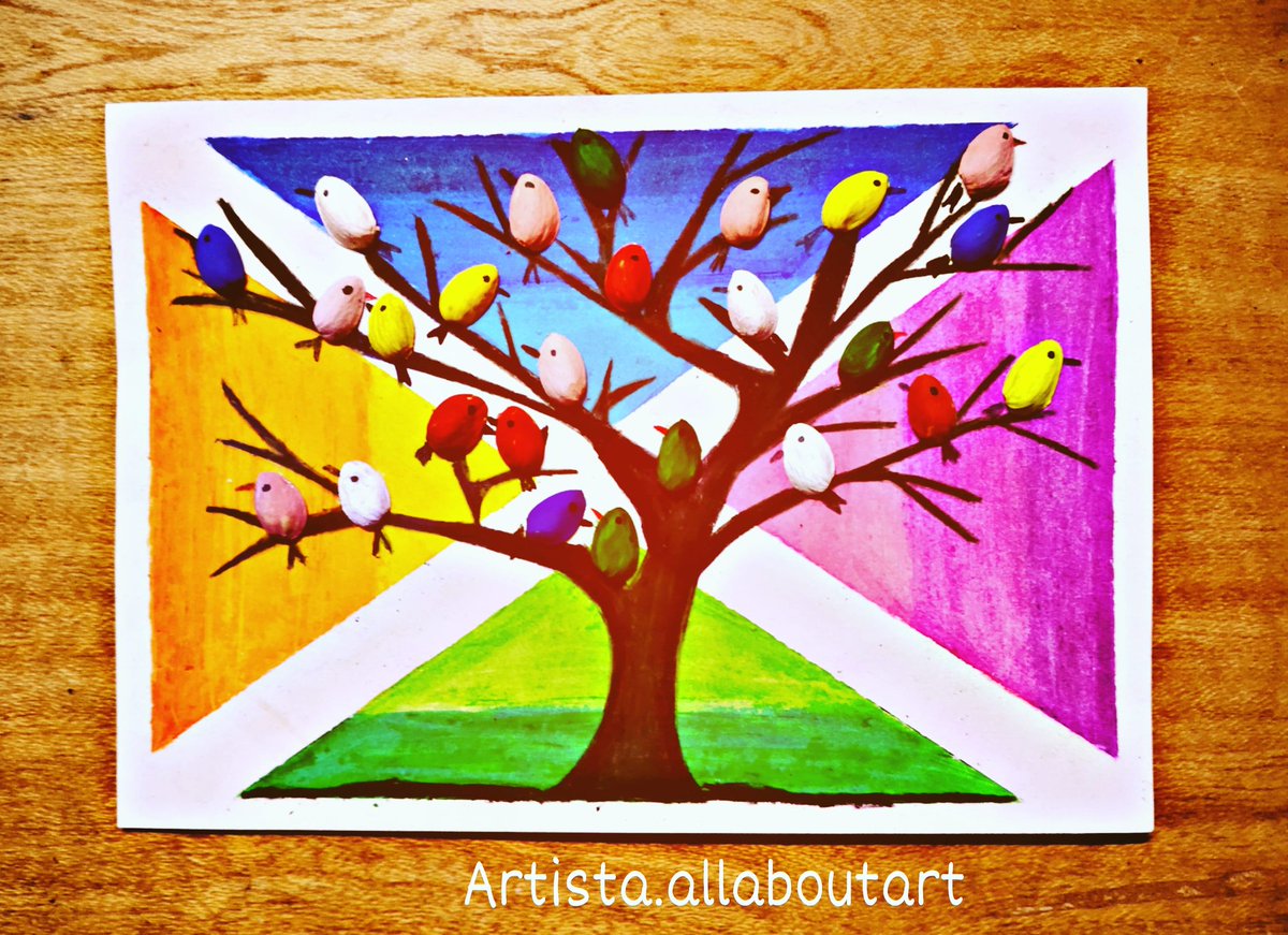 "Trees are sanctuaries. Whoever knows how to speak to them, whoever knows how to listen to them, can learn the truth. They do not preach learning and precepts, they preach, undeterred by particulars, the ancient law of life".

#oilpastelpainting #oilpastelart #oilpastels #camlin