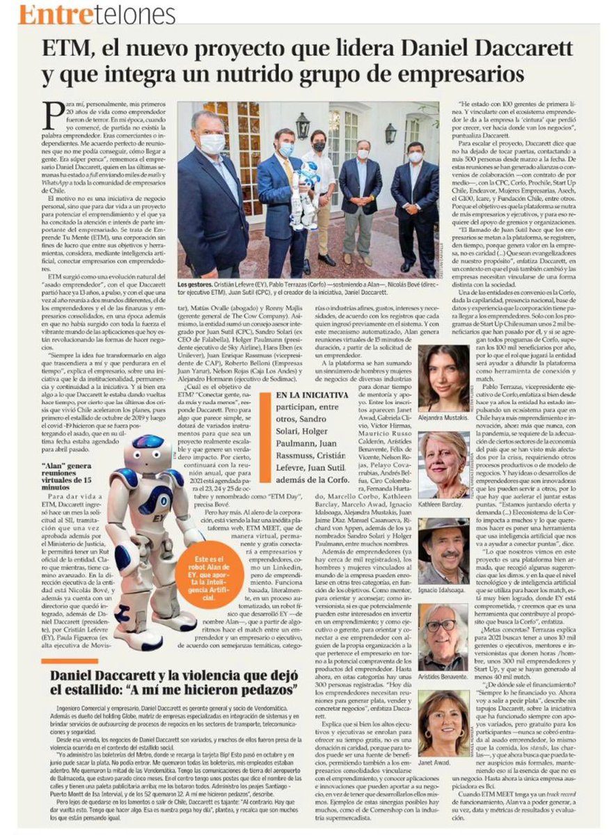 ETM MEET, la nueva plataforma de <a href="/asadoemp/">EmprendeTuMente</a> q busca q grandes empresas donen horas para q emprendedores puedan tener reuniones de ventas, financiamiento y mentorías. Hoy ya cuenta con 300 gerentes, inversionistas, ejecutivos, y 900 emprendedores registrados bit.ly/3pl6QQG