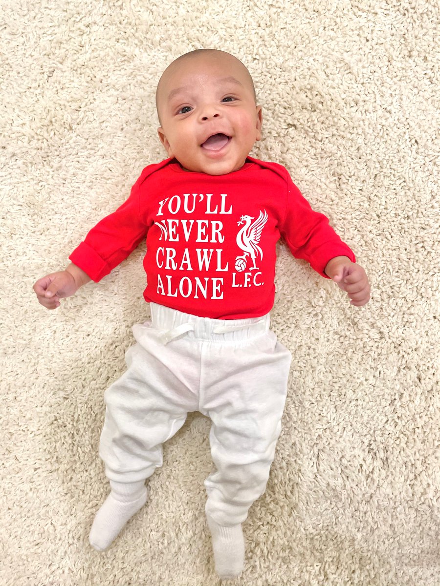 Zerenabee's tweet photo. Baby Sullivan is very excited for Liverpool Match today! @NBCSportsSoccer https://t.co/LPGFN2UFQj