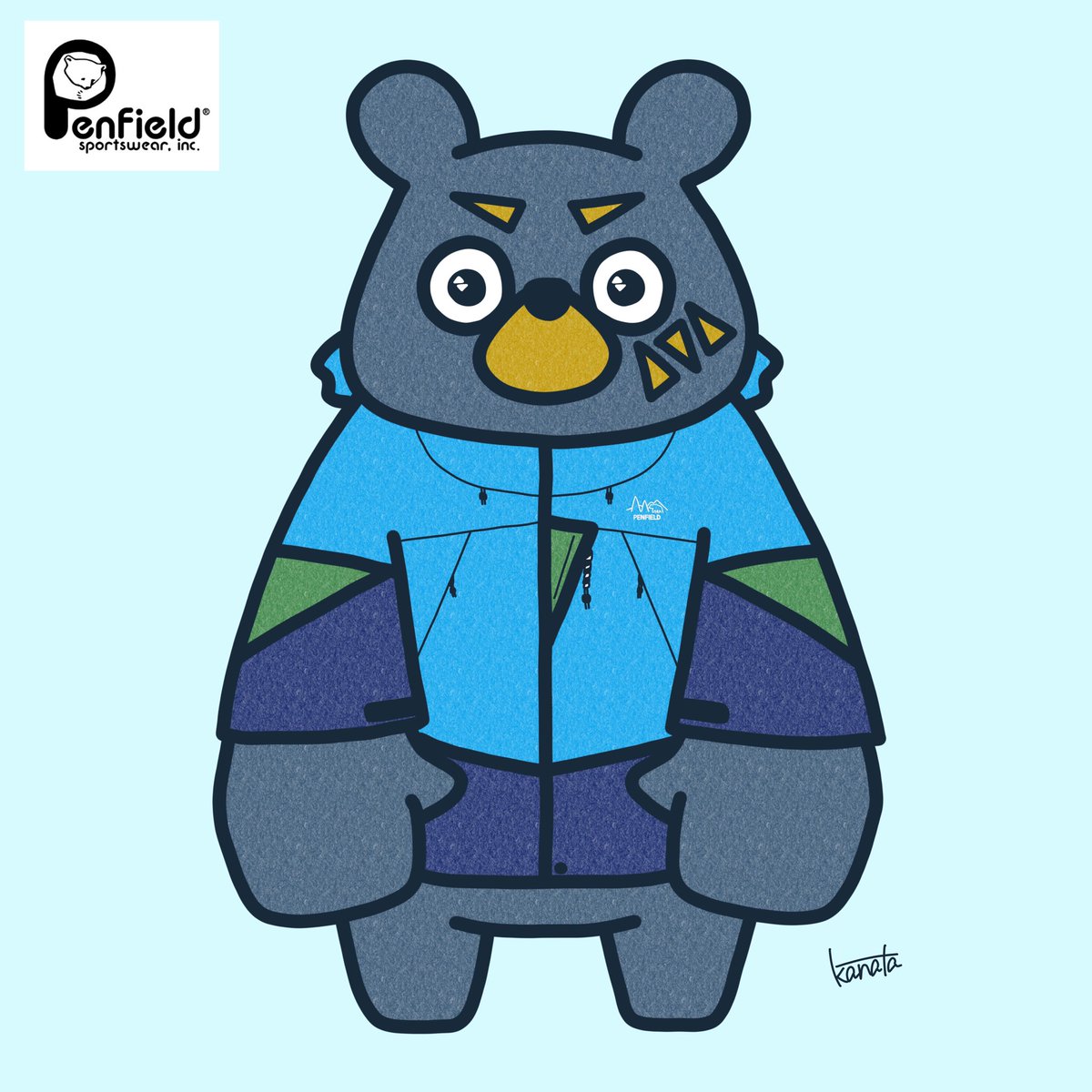 Kanata 熊が熊ロゴのブランド着てみた Penfieldさんのレインパーカーです うちの熊に着せてみました Penfield ペンフィールド くま お洒落 服 イラスト イラスト好きな人と繋がりたい
