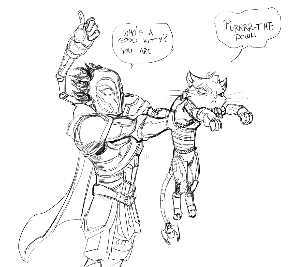 For @AquarelaCosmica , winner of the sketch giveaway! Viktor and Nyandroid #LegendsOfRuneterra #ArtofLegends 
