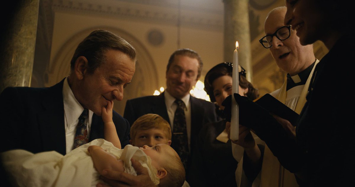 “Russell and Carrie baptized our new daughter, Dolores. It was a wonderful occasion, and we were honored.”In charting “The Irishman” as the culmination within Scorsese’s filmography, it’s interesting that the film brings his gangster films full circle with “The Godfather.”