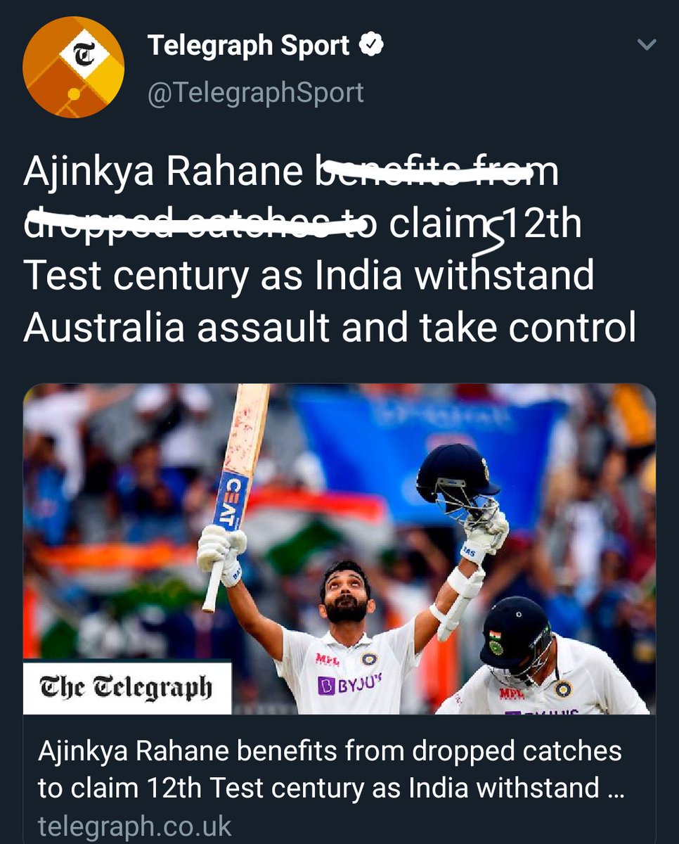 Fixed it for you @TelegraphSport #AUSvsIND #Rahane