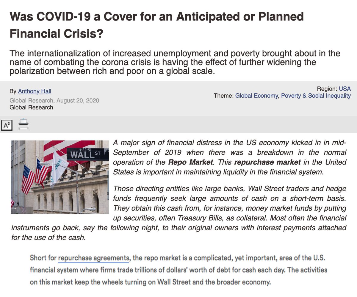 There's also a layer to the larger theory that COVID was orchestrated by the Deep State to cover for a planned financial crisis that was going to happen anyway in order to undermine Trump. Interesting here to think of a conspiracy theory as an assemblage (a la deLanda)...