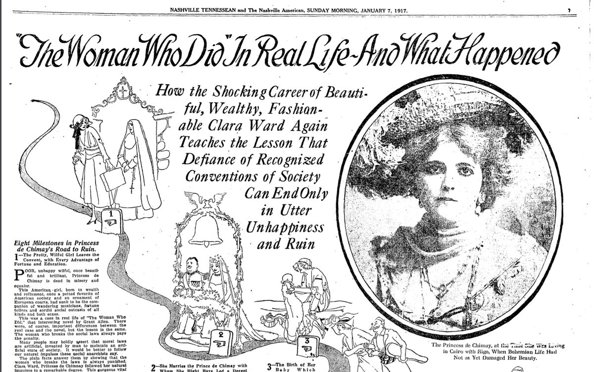 When she died in 1917, the Nashville Tennessean printed a whole page article detailing how her moral failings had led to her ruin. Her stay in Cairo was relegated to a tiny reference but they did not forget it in Egypt.