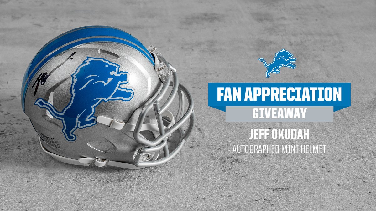 Lions's tweet image. Next up in our fan appreciation giveaway event is a @jeffokudah autographed mini helmet❗️

Tag a friend that you want to win today❗️