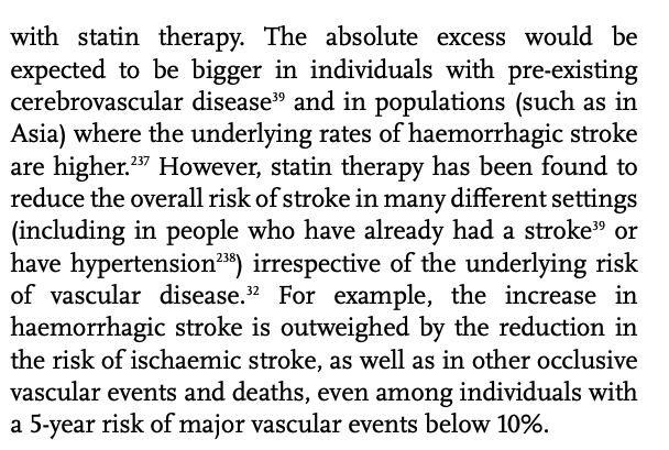 There may be an increased risk of hemorrhagic stroke but decreased risk of ischemic stroke. Overall the increased risk in hemorrhagic stroke is overwhelmed by a much more massive overall cardiovascular disease benefit.It is a tradeoff.11/n