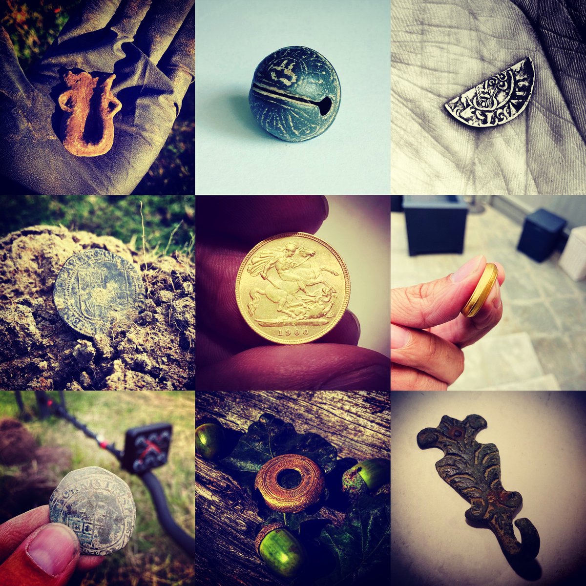 foundbysound's tweet image. Some of my fave finds from this year, as well as a nice crotal bell found today circa 16th century, and a commonwealth silver hammered penny again found today circa 1650.