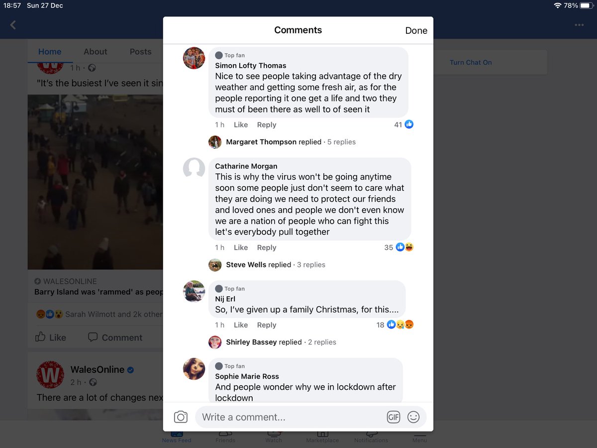 Here are a few snapshots of comments from the Facebook post ...
