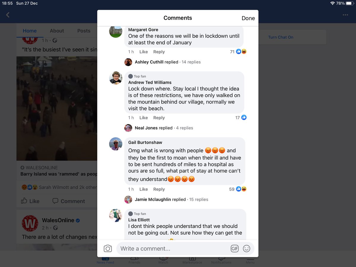 Here are a few snapshots of comments from the Facebook post ...