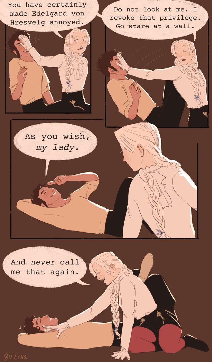 i've had this comic sitting around forever and will probably never finish it so here it is 
#fe3h #edelgard #ClaudeVonRiegan 

(based on an amazing fic called "moon's son, sun's daughter" by aradian_nights that I'll link below!) 