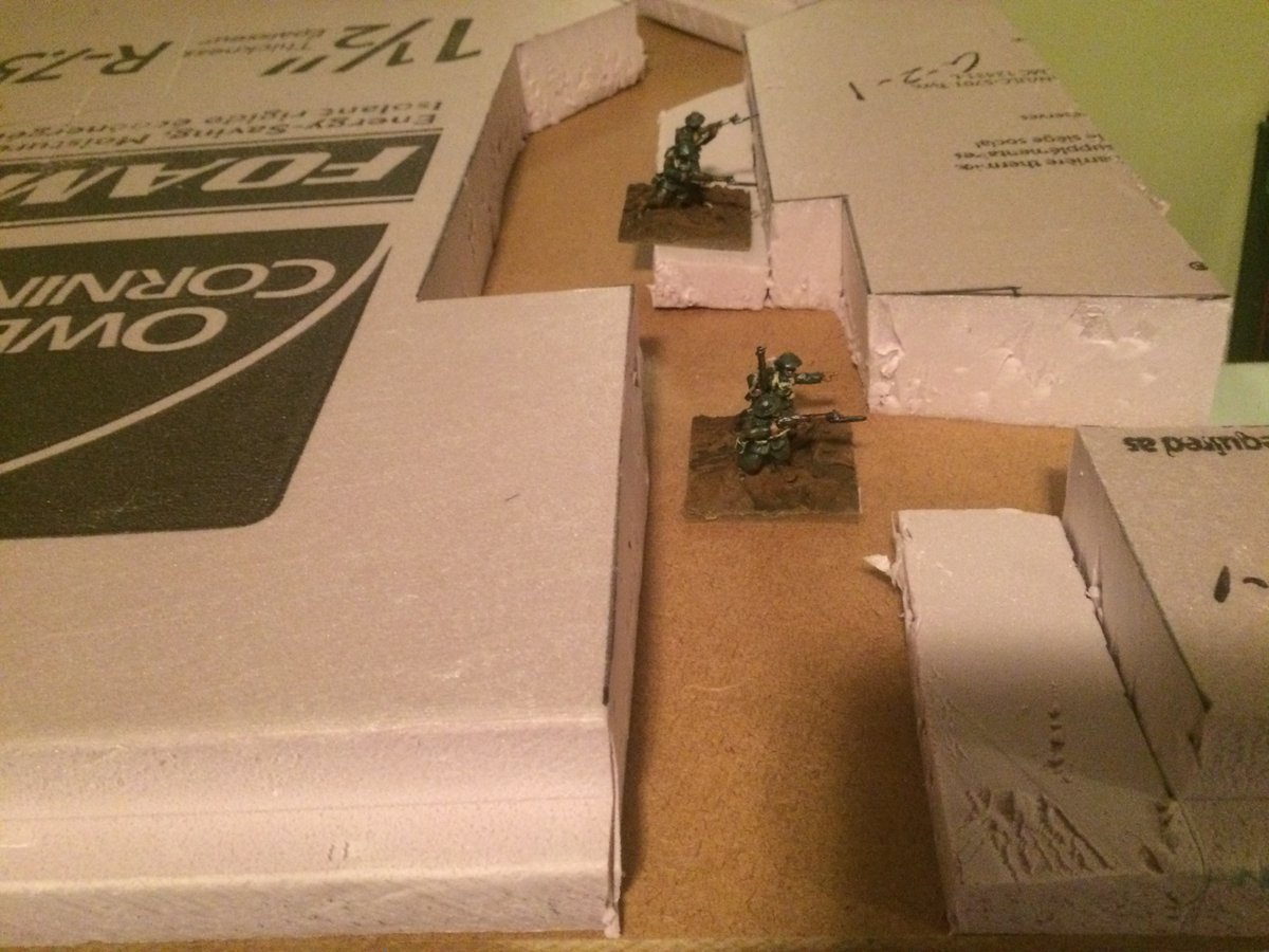 Around this time in 2016 I decided to build representation of Vimy Ridge. This is Hill 145, the toughest fight for Canadian Army. It took two days of hard fighting to take it. I started with hardboard and pink insulation foam. Creating a fire step that would hold my figures.