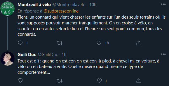 Tous les commentaires sont unanimes et condamnent le geste, allant parfois jusqu'à l'appel au lynchage (dont même parfois des cyclistes, d'après leurs profils).4/11