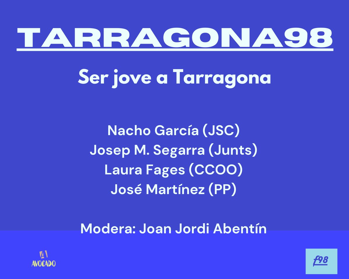👉Demà a les 21.30 h en directe presentem #TGN98 amb quatre joves de #Tarragona.

✅Els convidats ens explicaran les seves propostes per al nostre futur.

‼️ No us podeu perdre la primera tertulia jove de la ciutat ‼️

| #Generació98 | #TGN | #joves |