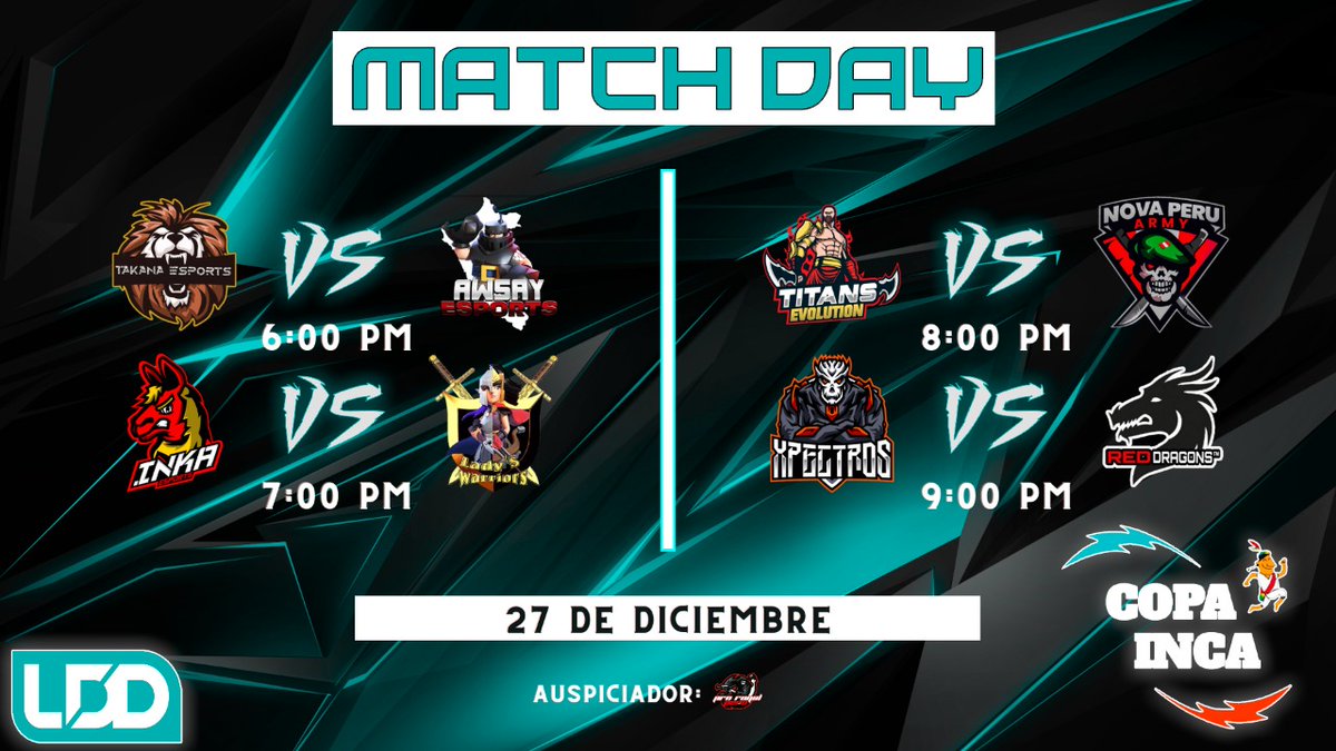 #Arrancamos🔥

Iniciamos la competencia con 04 partidazos el día de hoy.

Los horarios se encuentran en horario peruano.