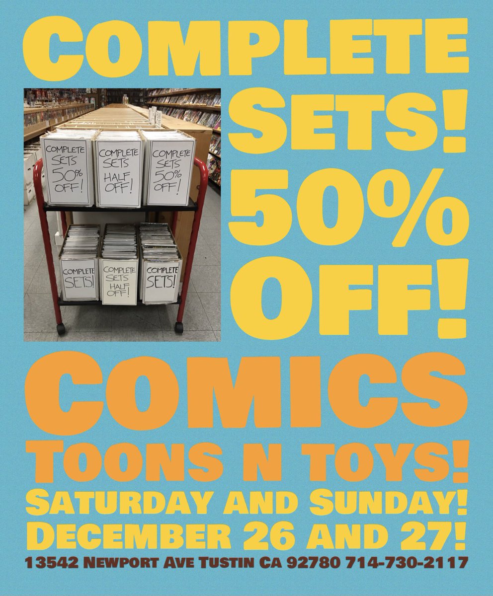 ComicsTnT's tweet photo. Just a reminder 🙂 #CompleteSets #Sale #ComicsTnT #TustinCalifornia https://t.co/0HhOLRFlWZ