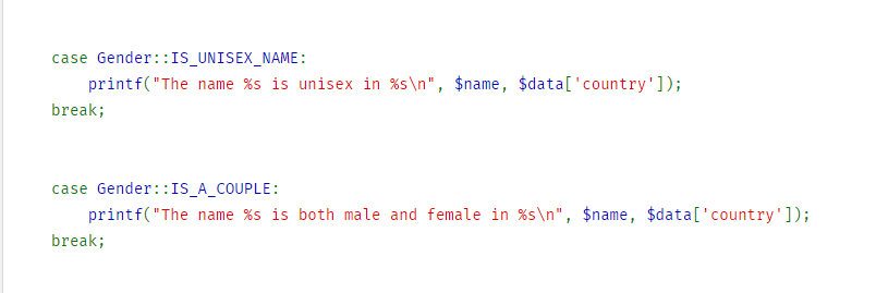 the example code also shows that the IS_A_COUPLE value is returned when a name is both male and femaleas opposed to when it's unisex, which is... different?