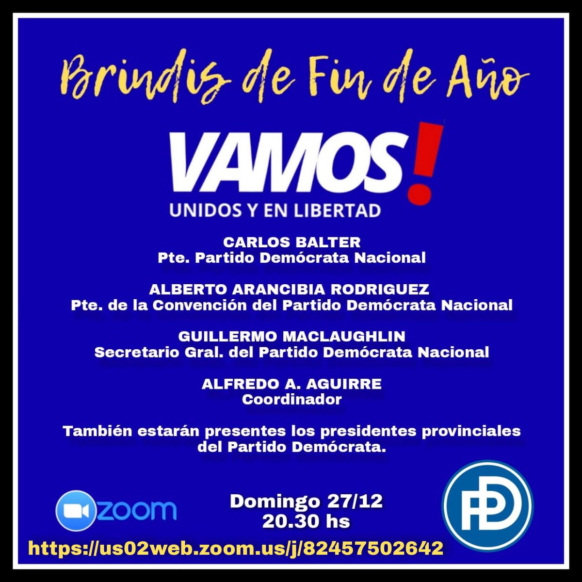 alejandro_gesto's tweet photo. #BuenDomingo #PDBrindis
Te invitamos a brindar con nosotros !!! Te esperamos
Unirse a la reunión Zoom
https://t.co/YTUDSDTYt7
@DemocrataForo
@JoaquinMalbran
@Loreleygo
@micablossom
@h_balter
@mauriciosdiaz
@BarbaraNewsss
@41Republica
@Ezequielmteran
Mostrar este Hilo https://t.co/p2Wa1Ixnl2