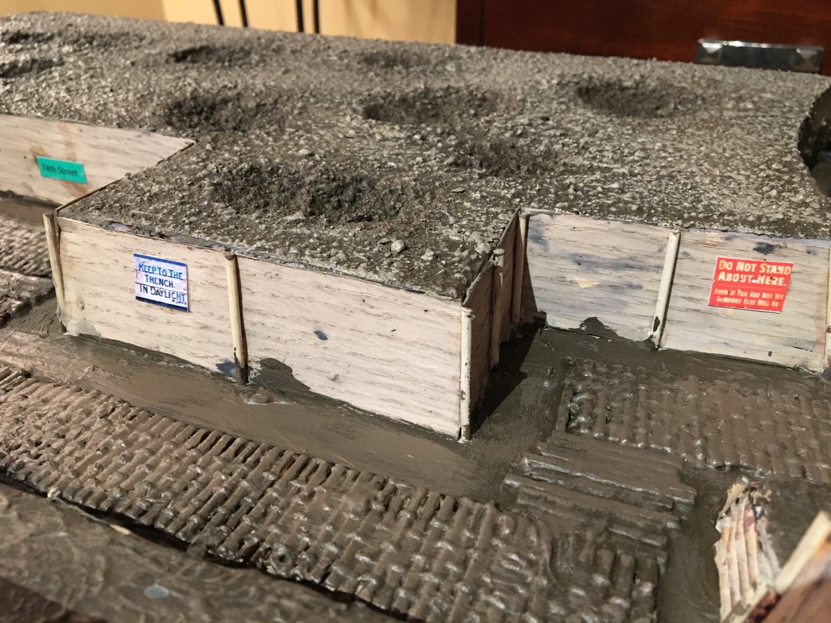 Printed and cut out trench signs. Also built signs to denote each trench name. I put together a black board with some photos for those who were unaware of this famous Canadian battle.