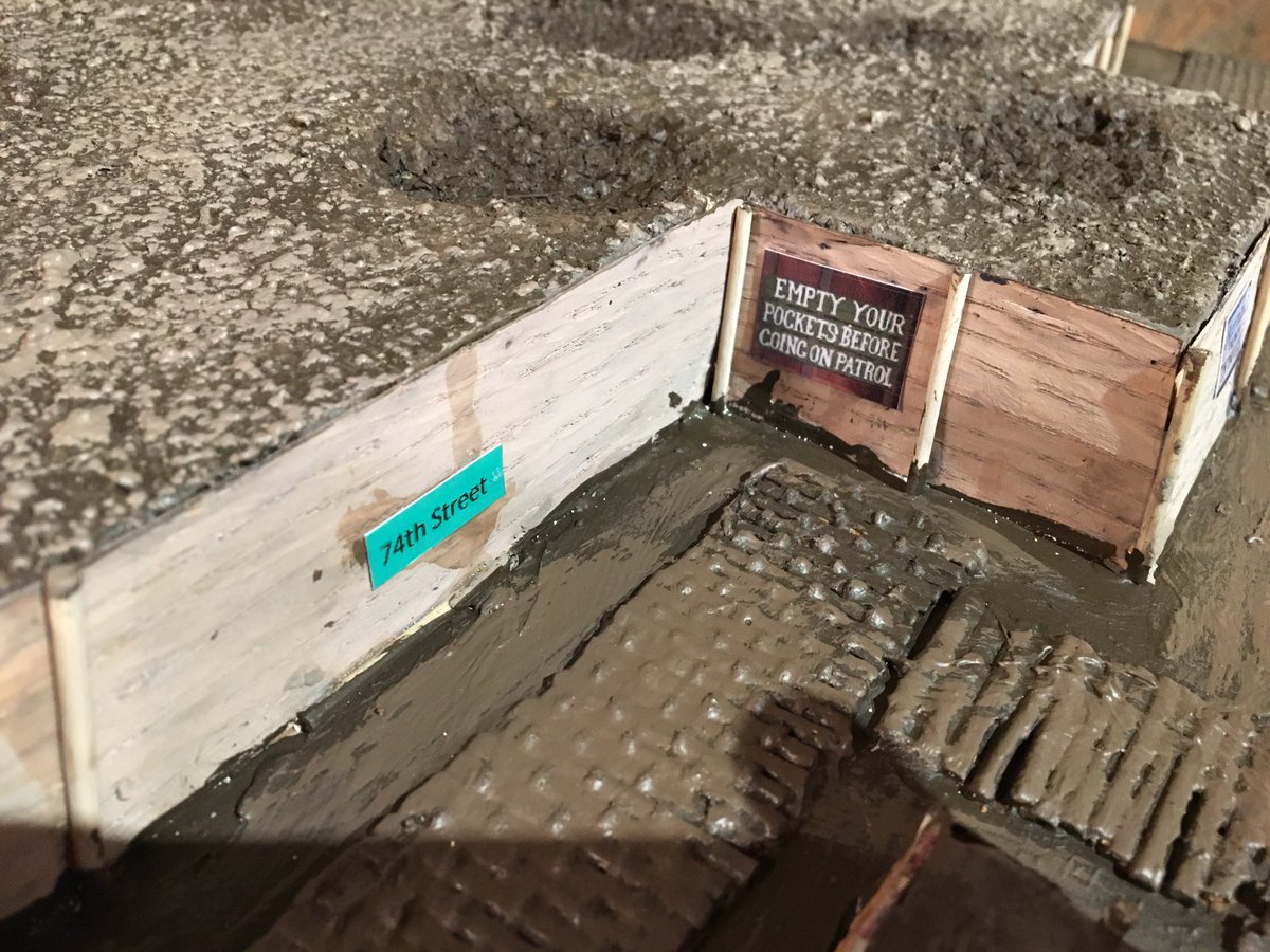 Printed and cut out trench signs. Also built signs to denote each trench name. I put together a black board with some photos for those who were unaware of this famous Canadian battle.