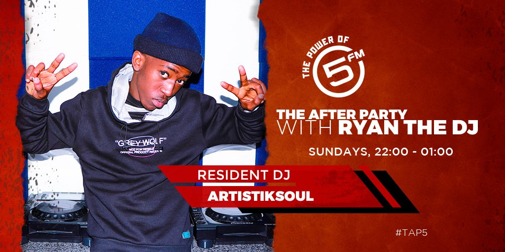 Monthly resident @artistiksouldj is on the decks right now! 🔊🔊🔊
<a href="/5FM/">5FM</a> <a href="/TheWEEKENDER5/">WeAreWeekends</a> 
#TAP5