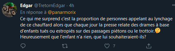 Pour en revenir à la vidéo : l'acte du cycliste est très décrié, à raison.Mais on aimerait bien voir autant de dénonciation et d'offusquement quand il s'agit de l'automobile envers les piétons et cyclistes. Elle dispose d'une aura bienveillante qui dépasse l'entendement !10/11