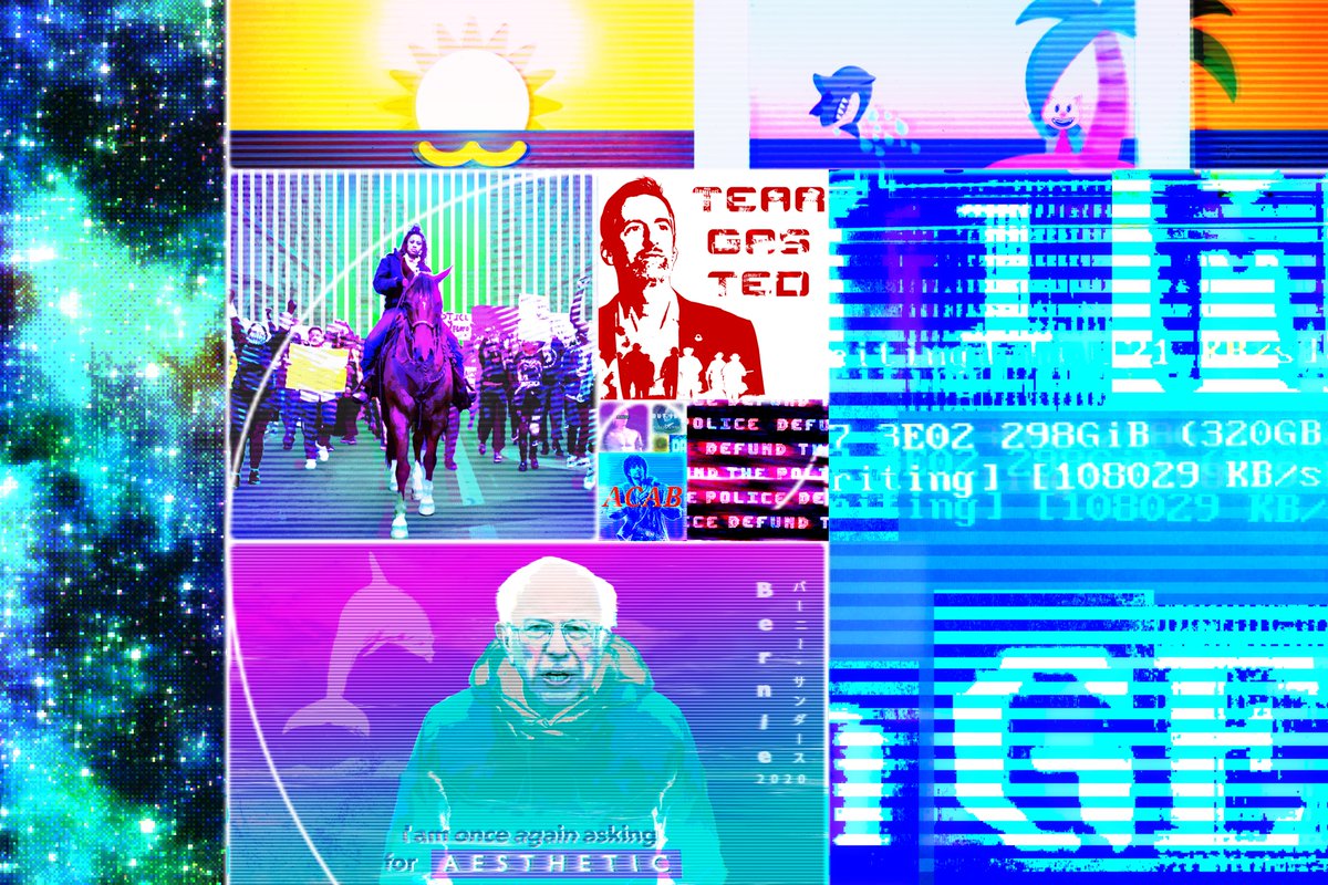 2020 art thread! A compilation of some  #vaporwave,  #glitch, pixelwave, political, antifascist and surreal art I created this year.  #artistsontwitter