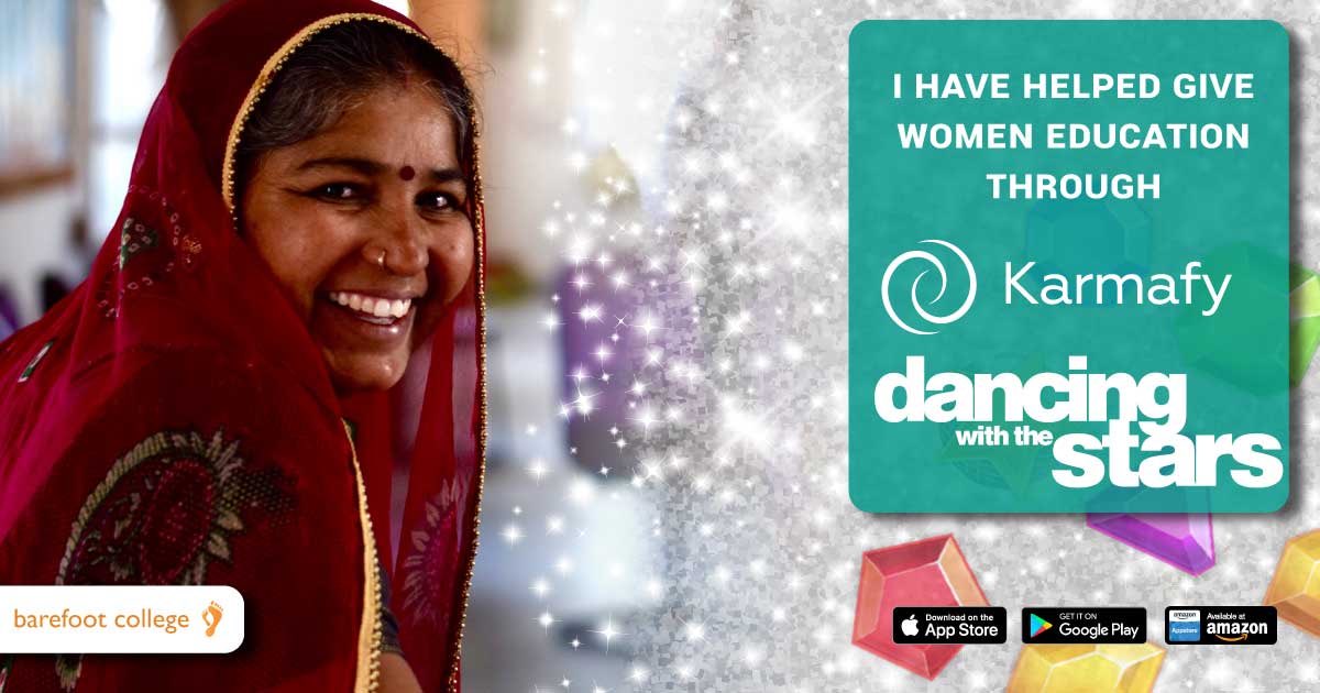 amber_goethals's tweet photo. In playing Dancing With The Stars for Barefoot College, I have helped a child to school for 3 days and home lighting for 4 days. Join me to Play &amp; Do Good! #SolarMamas @BarefootCollege @KarmafyLife https://t.co/efSjVCc0SE https://t.co/mGna74YVJV