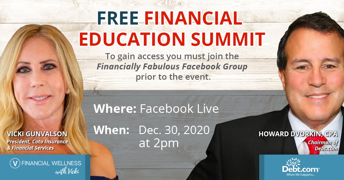 Howard Dvorkin (@howarddvorkin) on Twitter photo Start the new year with a better budget. President of Coto Insurance & Financial Services, <a href="/vgunvalson/">Vicki Gunvalson</a> and I will teach you how on Dec. 30! Join the Financially Fabulous Facebook group today at tinyurl.com/FinanciallyFab… today to gain access to this FREE event. Start the new year with a better budget. President of Coto Insurance & Financial Services, <a href="/vgunvalson/">Vicki Gunvalson</a> and I will teach you how on Dec. 30! Join the Financially Fabulous Facebook group today at tinyurl.com/FinanciallyFab… today to gain access to this FREE event.