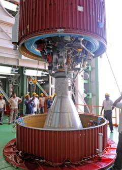 The second stage is actually pretty interesting. The Vikas is basically just the French Viking engine that's been licensed by ISRO. They use a sea level version of this engine for the GSLV mk1 and mk2 boosters, and a slightly different vacuum nozzle for the mk3 first stage.