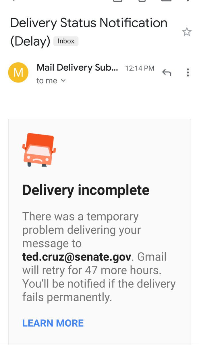 Senate IT is suppressing email to potentially dissenting Senators. Look at this thread.