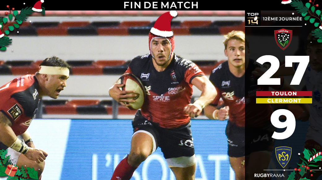 Toulon s'offre Clermont dans ce dernier match du Boxing Day !

Le film du match &gt; bit.ly/3nV7XGm
#BoxingDayRugby #TOP14 #RCTASM
