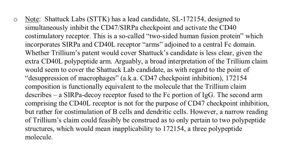  $TRIL  $ALXO -- Trillium Patent Vindicated; Nonobvious, and Unexpectedly Superior -- A PTI Thread -- 7 of 14Narrow, yes -- but what about Shattuck Labs (  $STTK ) ?           . . .