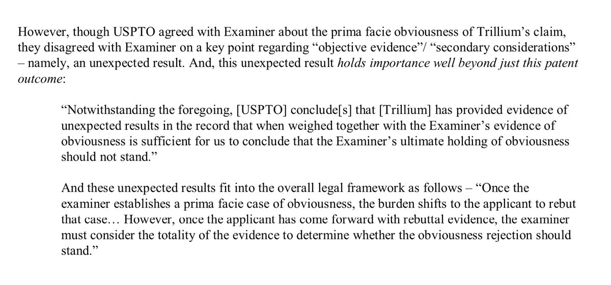  $TRIL  $ALXO -- Trillium Patent Vindicated; Nonobvious, and Unexpectedly Superior -- A PTI Thread -- 10 of 14But, the  $TRIL patent tide turns with an unexpected result -- and a  $TRIL slide illustrates that result, well:           . . .