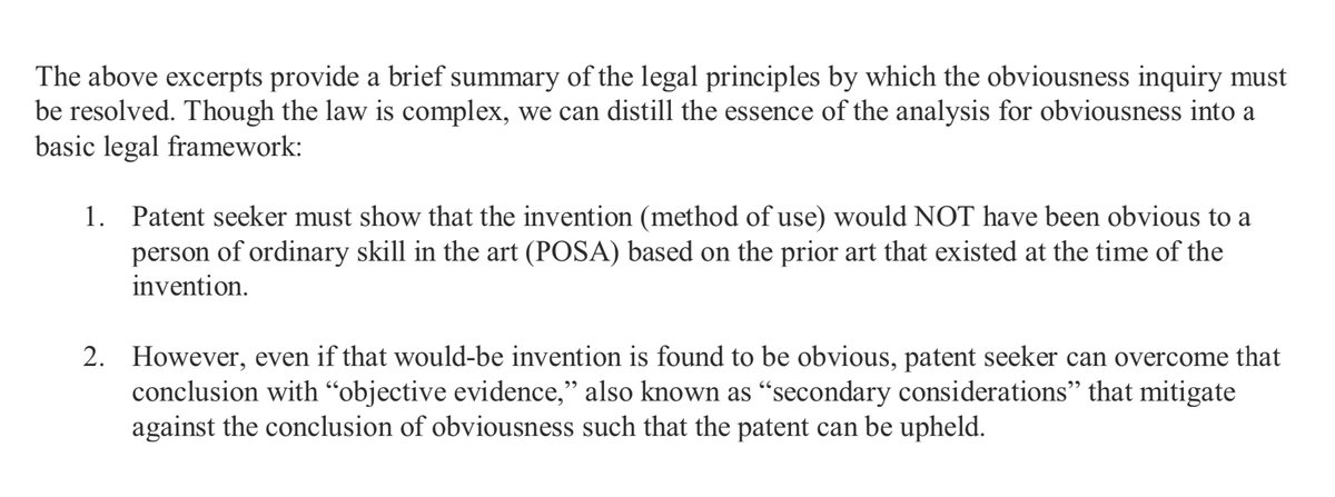  $TRIL  $ALXO -- Trillium Patent Vindicated; Nonobvious, and Unexpectedly Superior -- A PTI Thread -- 8 of 14IP law is murky at best of times, but still, USPTO's reversal, in favor of  $TRIL is promising in particular because of its rationale for reversal (more, later):.