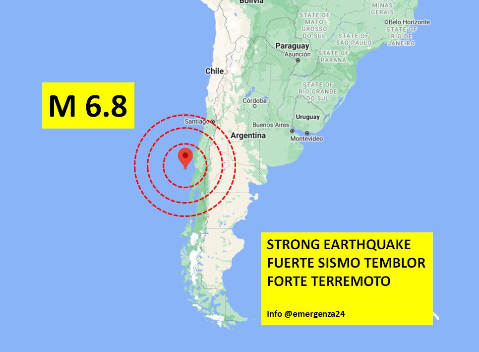 Emergenza24's tweet photo. UPDATE [27.12-22:42] #Cile #Chile
STRONG #EARTHQUAKE
FUERTE #SISMO #TEMBLOR
FORTE #TERREMOTO
(22:39 UTC+1) M 6.8 #offshore https://t.co/gHmL02uvo8