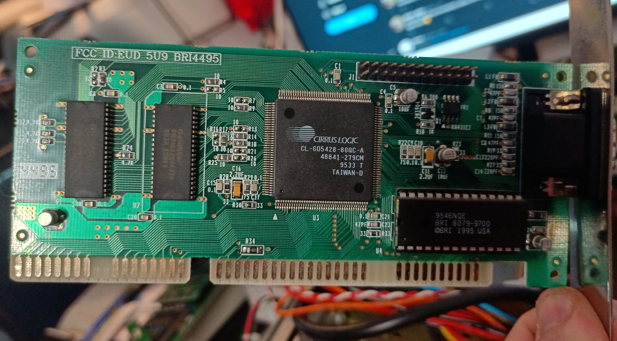 Next up, a VGA card.Cirrus-logic based, using the CL-GD5428 chip. No company name on it, maybe there's one on the back?