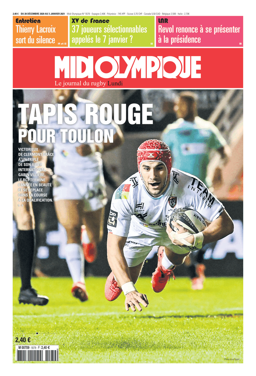 Tapis rouge pour Toulon en Une de Midi Olympique !
Téléchargez l'édition digitale &gt; bit.ly/38DjrrV