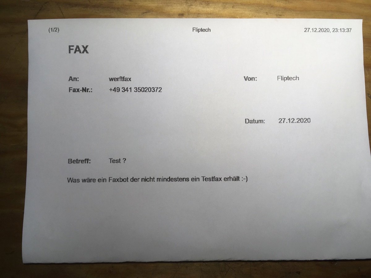werftfax's tweet photo. #rc3fax test message.

we received it via a/b analog signal line. 

Send your fax to.
+49 341 35020372

#rc3 #cyber #fax2twitter https://t.co/eoqXbfkXez