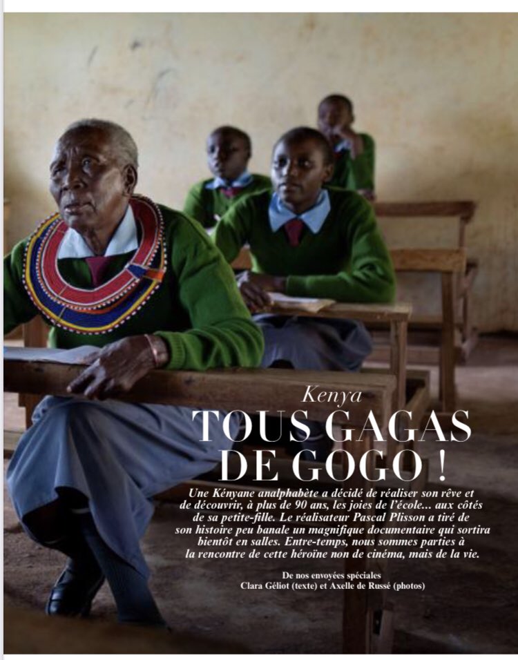 Extrait du reportage au Kenya <a href="/FigaroMagazine_/">Le Figaro Magazine</a> à la rencontre de Gogo une héroïne de la vie « Gogo »de Pascal Plisson en salles prochainement <a href="/Le_Pacte/">Le Pacte</a> <a href="/clarageliot/">Clara Géliot</a> <a href="/axelledeRusse/">axelle de Russé</a>