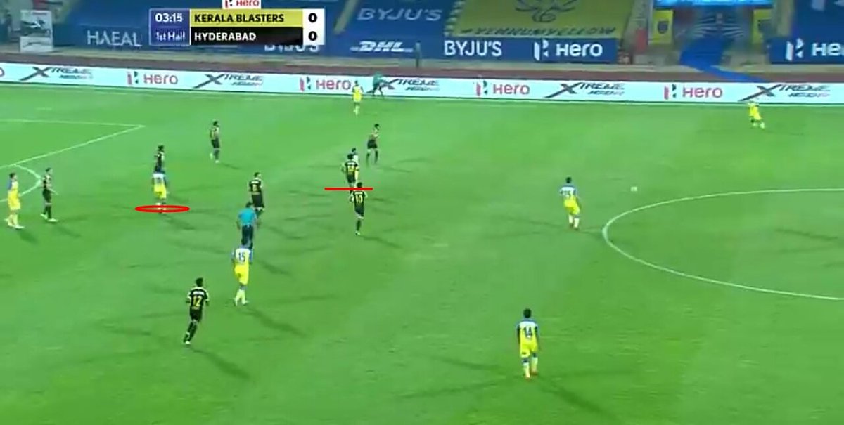 Against a team playing a compact defence KBFC had both Facundo and Sahal on between the lines to break through the opposition defense. (3/15)