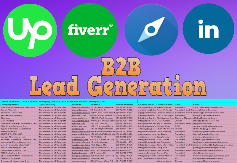 Upwork: upwork.com/freelancers/~0…
Fiverr gig: fiverr.com/share/b0RRdN
#b2bleadgeneration #leadgeneration #linkedinleadgeneration #listbuilding #emailmarketing #webresearch #datascraping #dataentry #fiverr #digitalmarketing #freelancer #salesnavigator #prospectlist #Contactlist