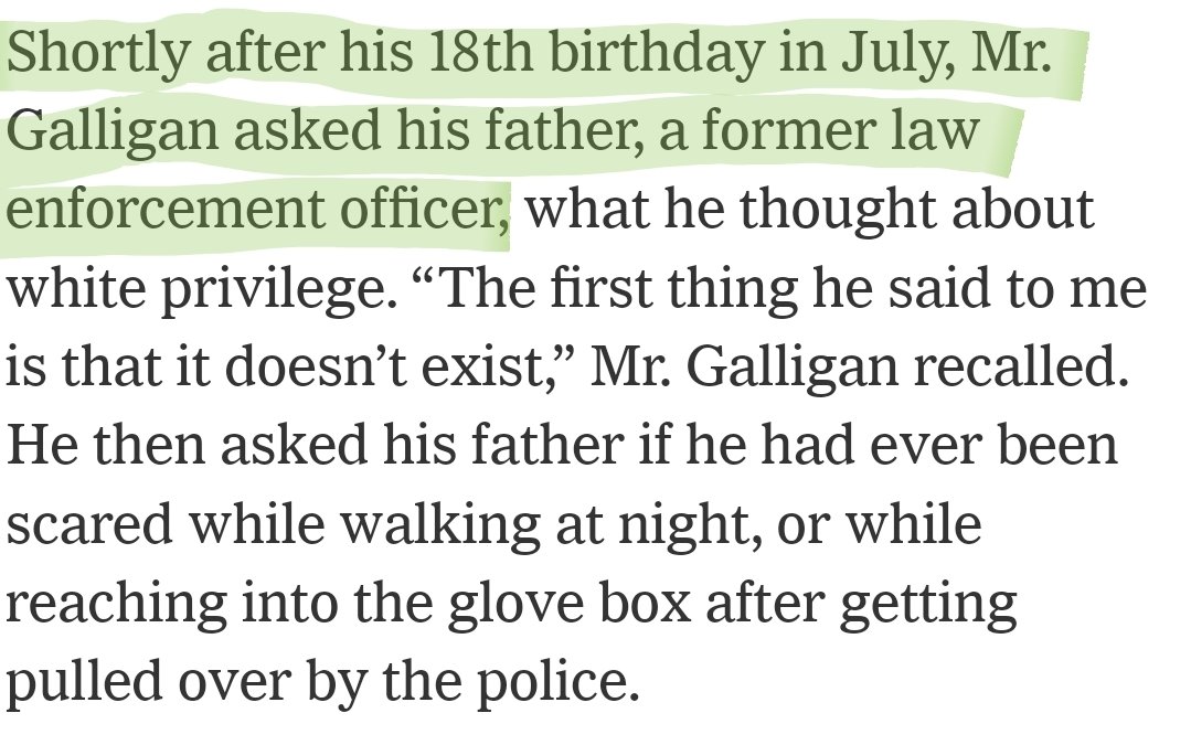 6/Jimmy Galligan admits in the article his own Father used the n-word. His dad, who is *A WHITE SKINNED FORMER LAW ENFORCEMENT OFFICER* used the N-word. So Jimmy Galligan pulled his Dad, an adult, aside to qjietly explain why that isn't ok. He did not ruin his Dad's life...