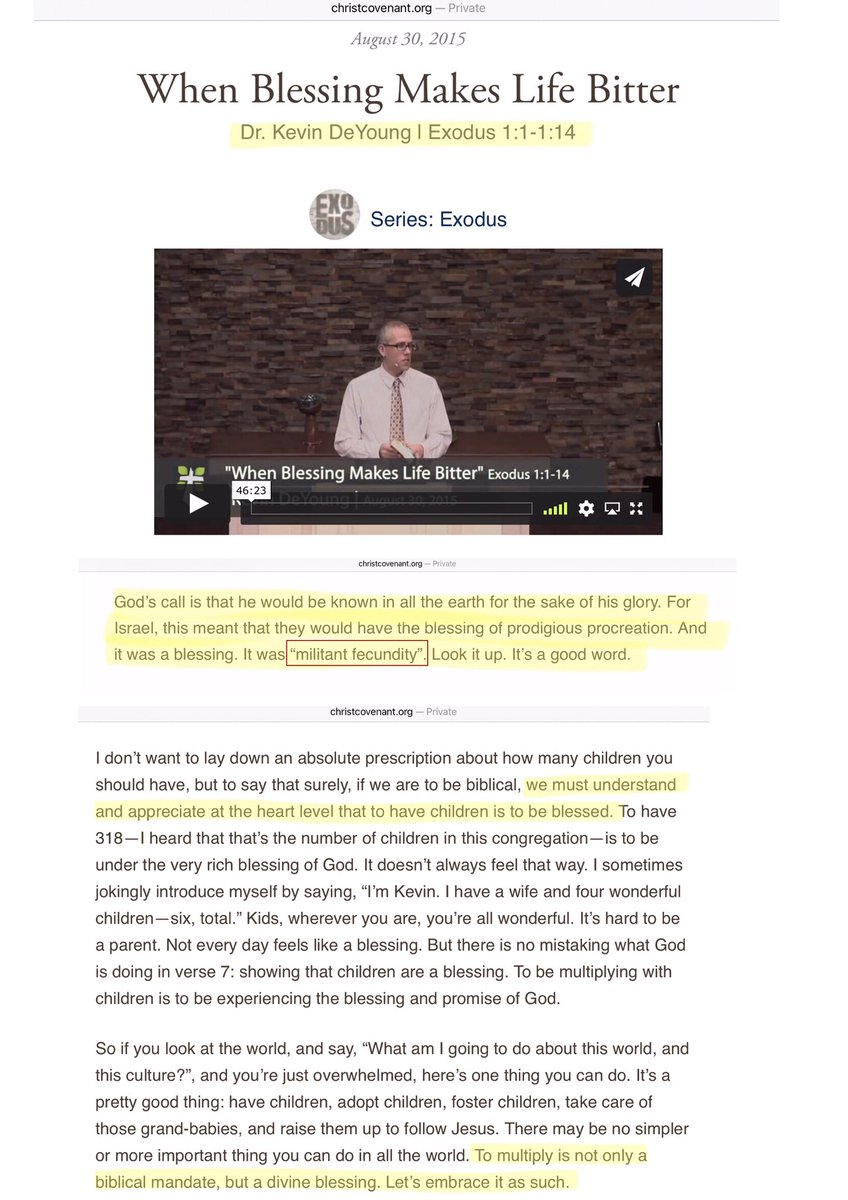 Pastor Kevin DeYoung in support of “Militant Fecundity”19/25