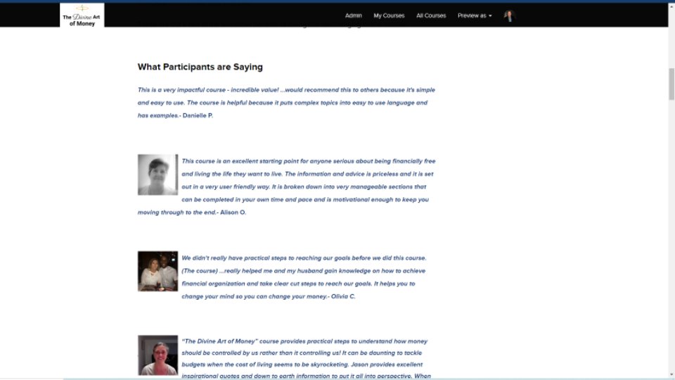 Are you in? People are saying great things about "The Divine Art of Money- 21 Days to Manage Your Money Like a Pro!" Half off is ending soon...  divineartofmoney.teachable.com/p/21days   mailchi.mp/cfinancialfree…