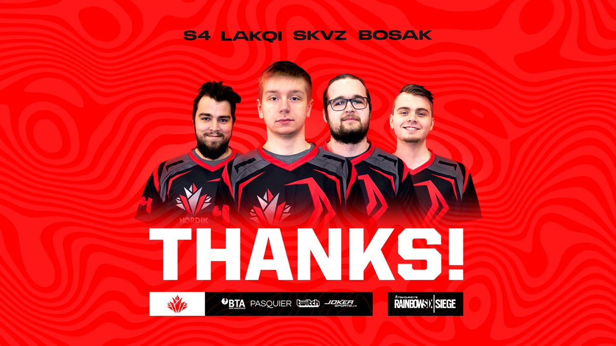 What a great run ! 

As now on, <a href="/SkvzR6/">Skvz</a> , <a href="/lakQi_/">LakQi</a> , <a href="/S4_Willyam/">S4</a>  and <a href="/BosakR6/">BosakR6</a> will no longer be part of the R6S roster.

We wanted to thanks them, for all the great work and professionalism they have had since the beginning. 
We wish them nothing but the best during their future.