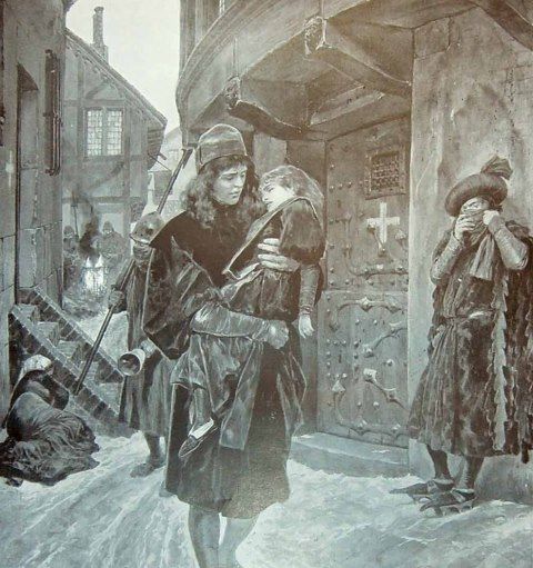 In the 1600's during the Great Plague in London, those who were discovered to have plague were locked in their home with their whole family for 40 days. A watchman was stationed outside the house day and night to stop people leaving or guests entering. (...)